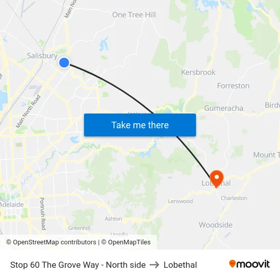 Stop 60 The Grove Way - North side to Lobethal map