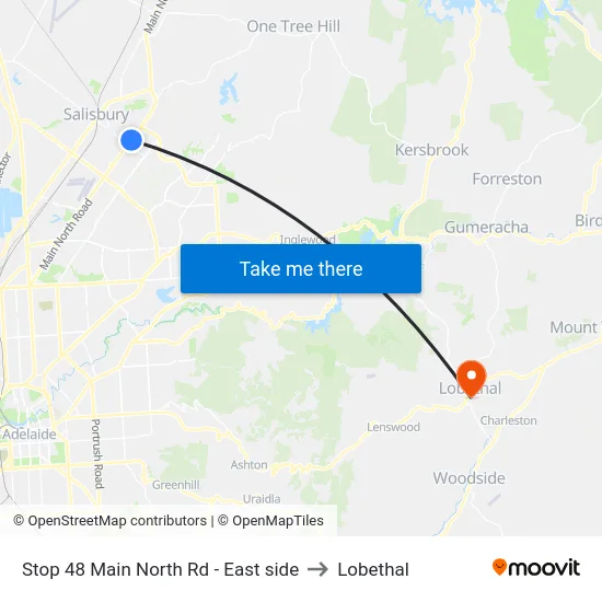 Stop 48 Main North Rd - East side to Lobethal map