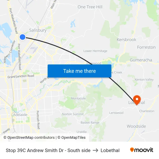 Stop 39C Andrew Smith Dr - South side to Lobethal map