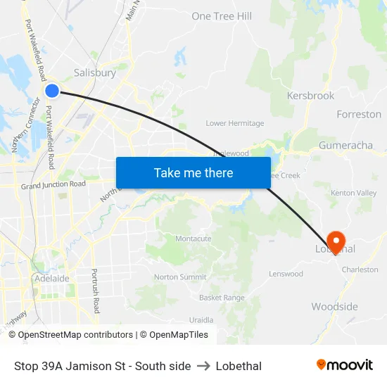 Stop 39A Jamison St - South side to Lobethal map