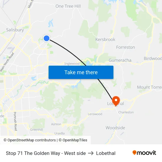Stop 71 The Golden Way - West side to Lobethal map