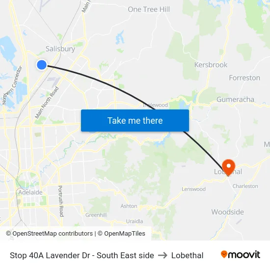 Stop 40A Lavender Dr - South East side to Lobethal map