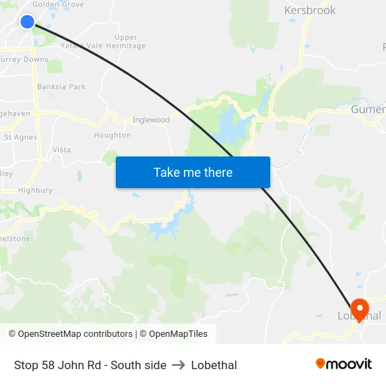 Stop 58 John Rd - South side to Lobethal map