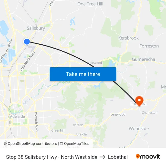Stop 38 Salisbury Hwy - North West side to Lobethal map