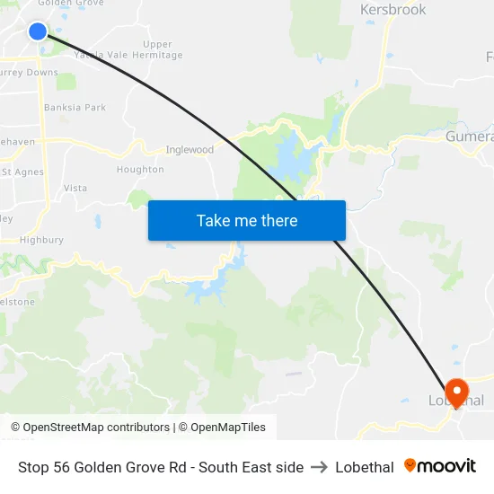 Stop 56 Golden Grove Rd - South East side to Lobethal map