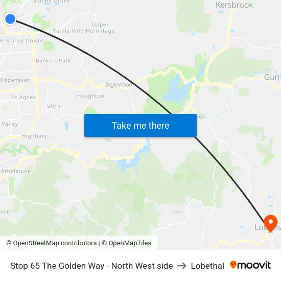 Stop 65 The Golden Way - North West side to Lobethal map