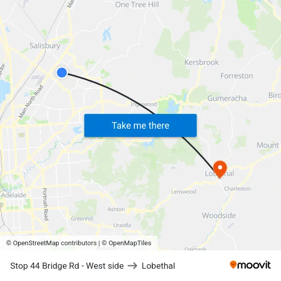 Stop 44 Bridge Rd - West side to Lobethal map
