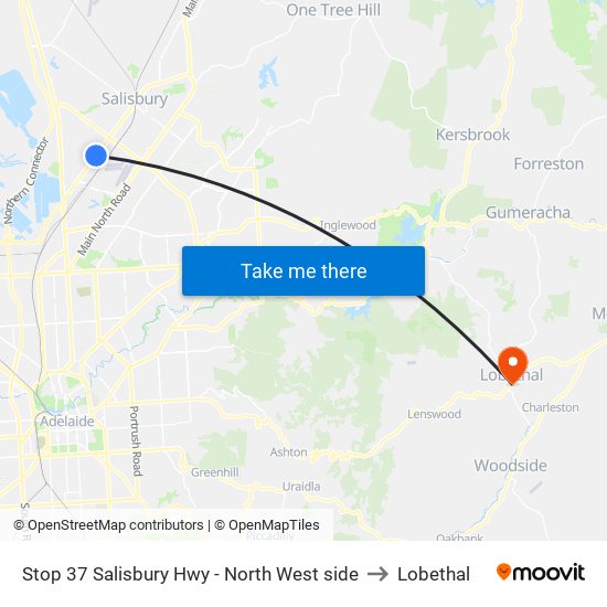 Stop 37 Salisbury Hwy - North West side to Lobethal map