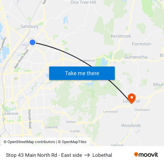 Stop 43 Main North Rd - East side to Lobethal map