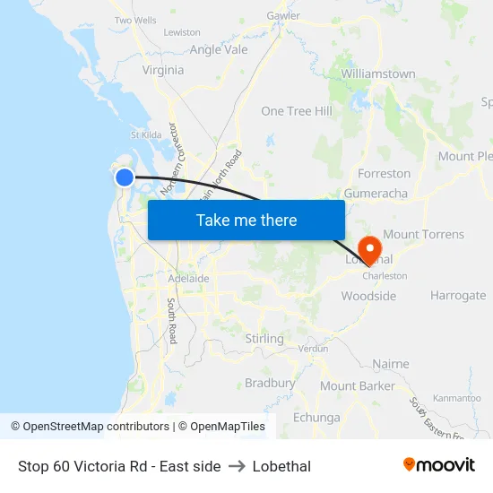 Stop 60 Victoria Rd - East side to Lobethal map
