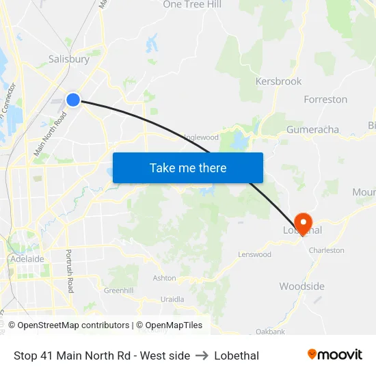 Stop 41 Main North Rd - West side to Lobethal map