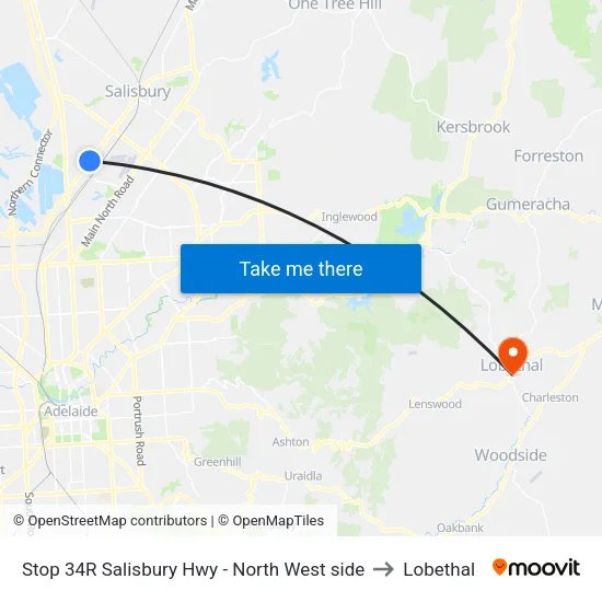 Stop 34R Salisbury Hwy - North West side to Lobethal map