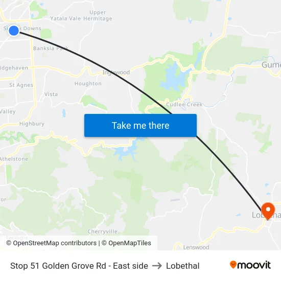 Stop 51 Golden Grove Rd - East side to Lobethal map