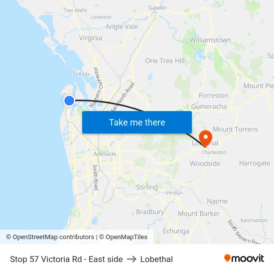 Stop 57 Victoria Rd - East side to Lobethal map