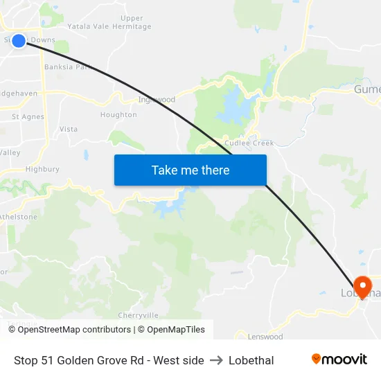 Stop 51 Golden Grove Rd - West side to Lobethal map