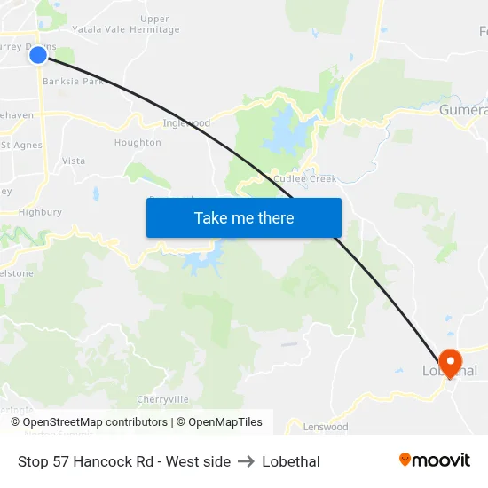 Stop 57 Hancock Rd - West side to Lobethal map