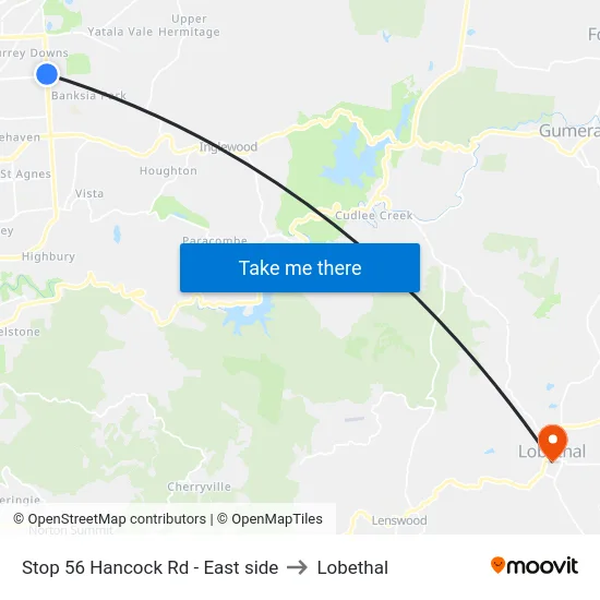 Stop 56 Hancock Rd - East side to Lobethal map