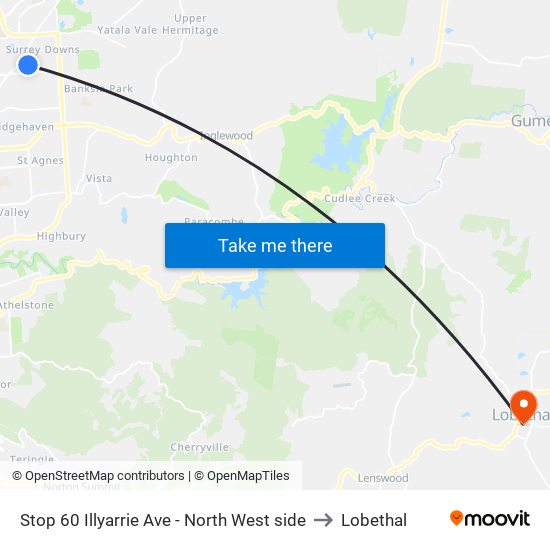 Stop 60 Illyarrie Ave - North West side to Lobethal map