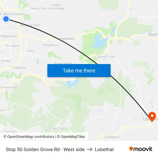 Stop 50 Golden Grove Rd - West side to Lobethal map
