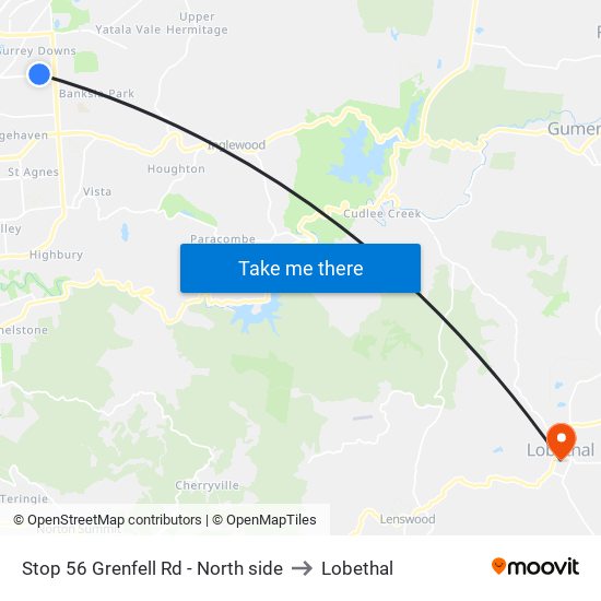 Stop 56 Grenfell Rd - North side to Lobethal map