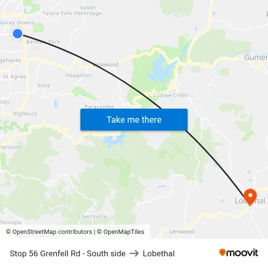 Stop 56 Grenfell Rd - South side to Lobethal map