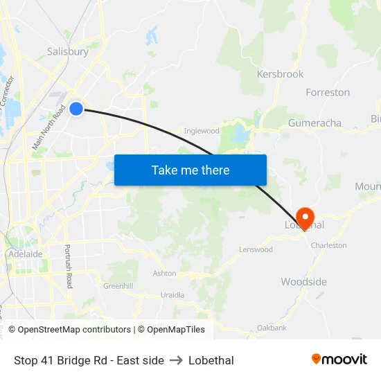 Stop 41 Bridge Rd - East side to Lobethal map