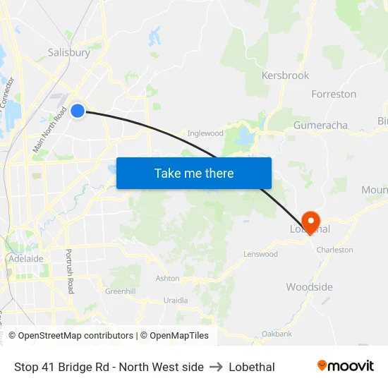 Stop 41 Bridge Rd - North West side to Lobethal map