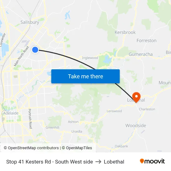 Stop 41 Kesters Rd - South West side to Lobethal map