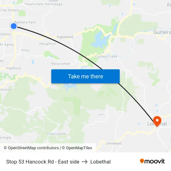 Stop 53 Hancock Rd - East side to Lobethal map