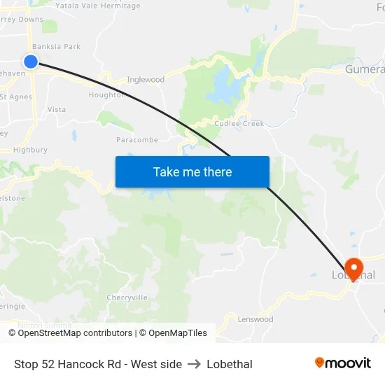 Stop 52 Hancock Rd - West side to Lobethal map
