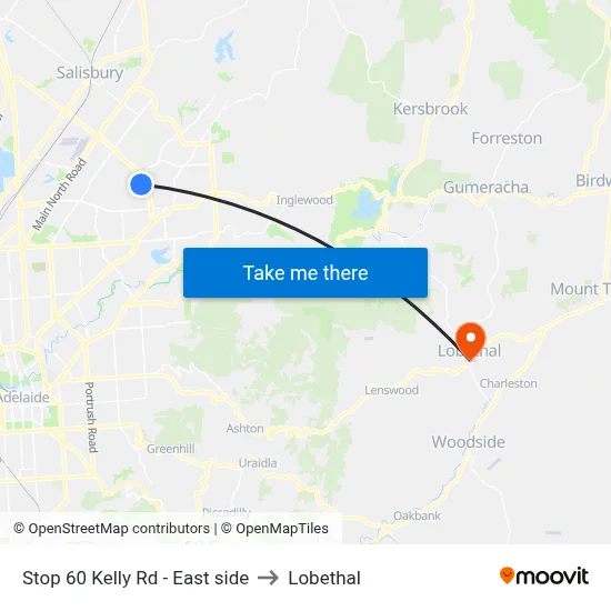 Stop 60 Kelly Rd - East side to Lobethal map
