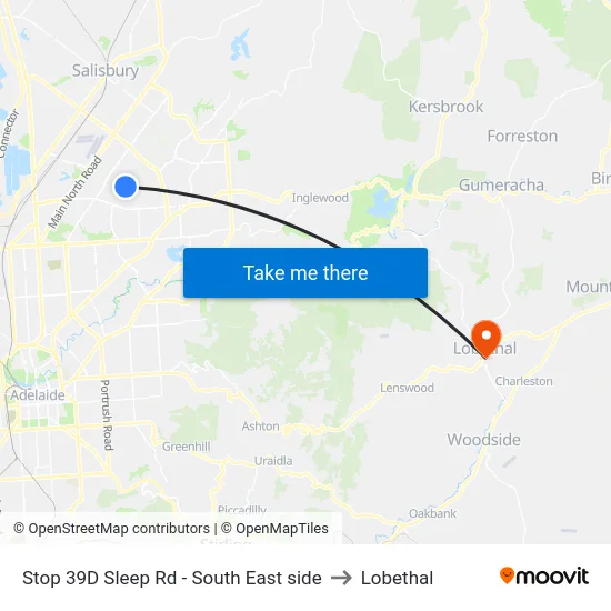 Stop 39D Sleep Rd - South East side to Lobethal map