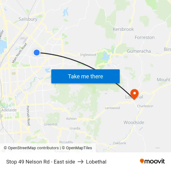 Stop 49 Nelson Rd - East side to Lobethal map