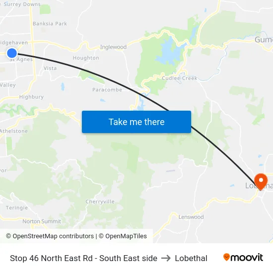 Stop 46 North East Rd - South East side to Lobethal map