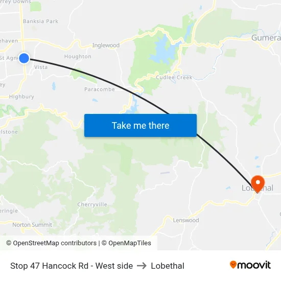 Stop 47 Hancock Rd - West side to Lobethal map