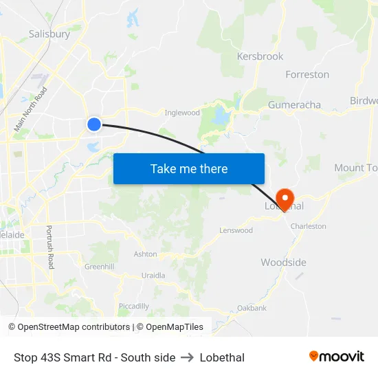 Stop 43S Smart Rd - South side to Lobethal map