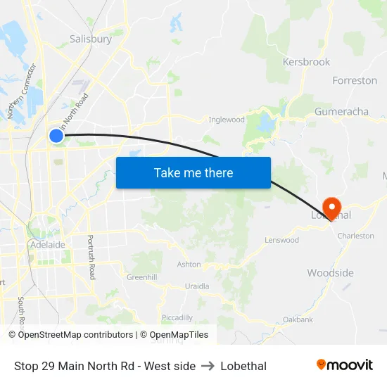 Stop 29 Main North Rd - West side to Lobethal map