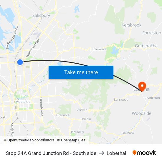 Stop 24A Grand Junction Rd - South side to Lobethal map