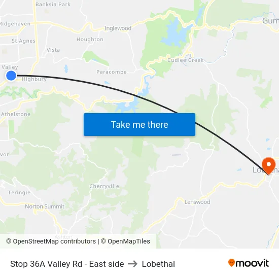 Stop 36A Valley Rd - East side to Lobethal map