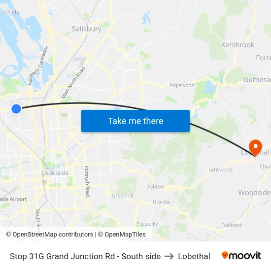 Stop 31G Grand Junction Rd - South side to Lobethal map
