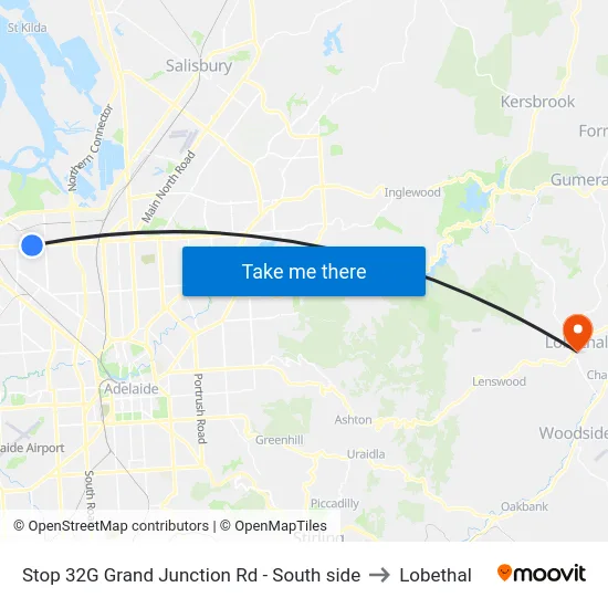 Stop 32G Grand Junction Rd - South side to Lobethal map