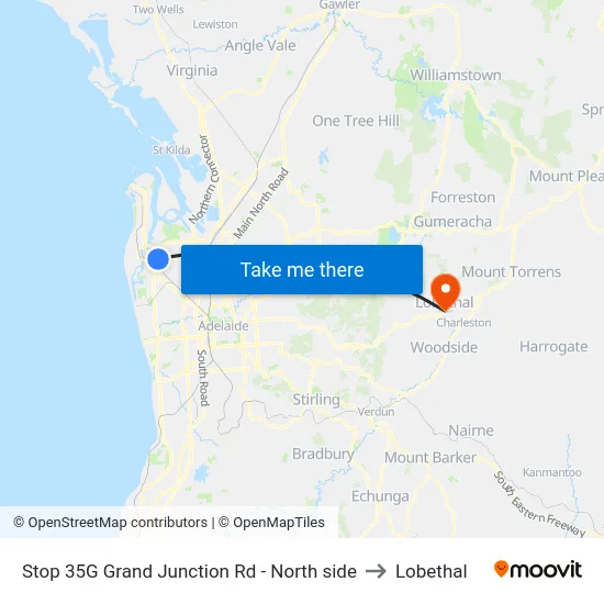 Stop 35G Grand Junction Rd - North side to Lobethal map