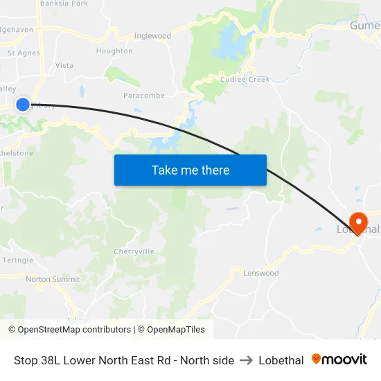 Stop 38L Lower North East Rd - North side to Lobethal map