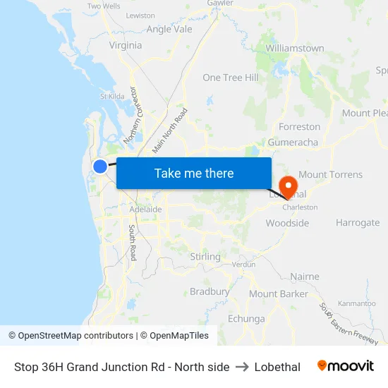 Stop 36H Grand Junction Rd - North side to Lobethal map