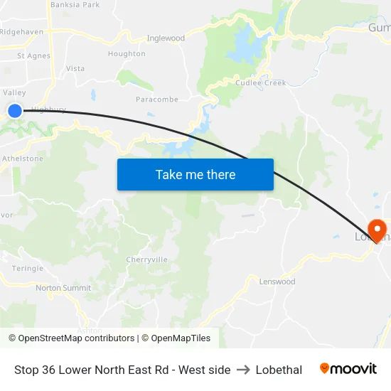 Stop 36 Lower North East Rd - West side to Lobethal map