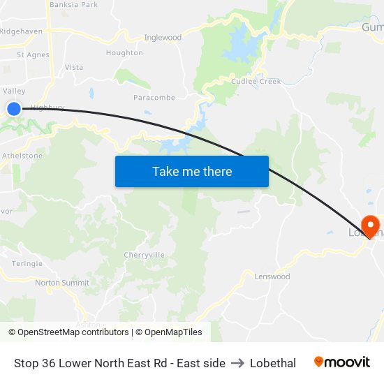 Stop 36 Lower North East Rd - East side to Lobethal map