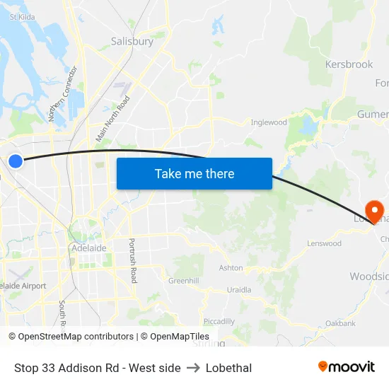 Stop 33 Addison Rd - West side to Lobethal map