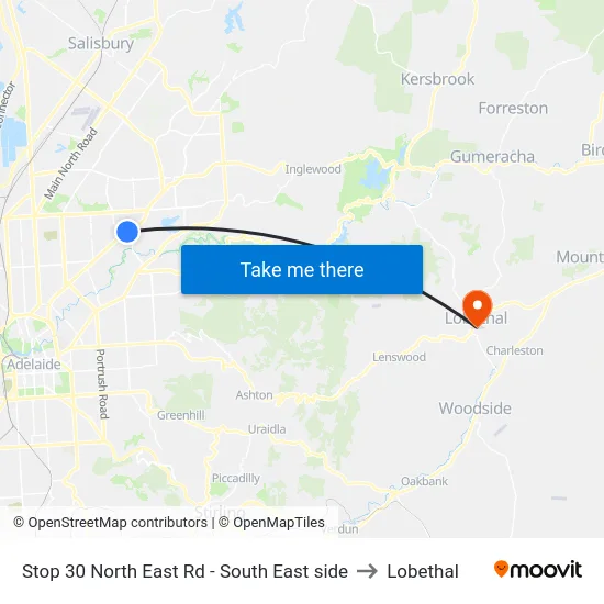 Stop 30 North East Rd - South East side to Lobethal map