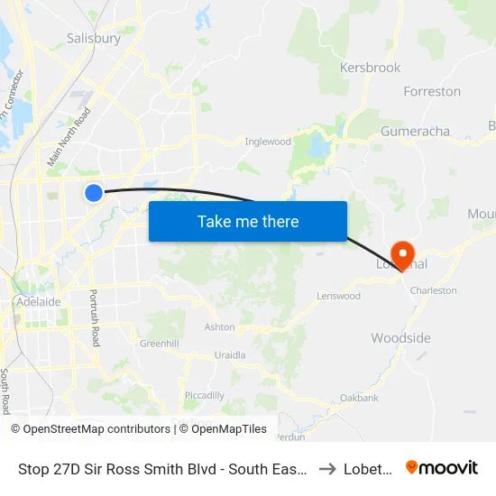 Stop 27D Sir Ross Smith Blvd - South East side to Lobethal map