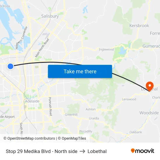 Stop 29 Medika Blvd - North side to Lobethal map